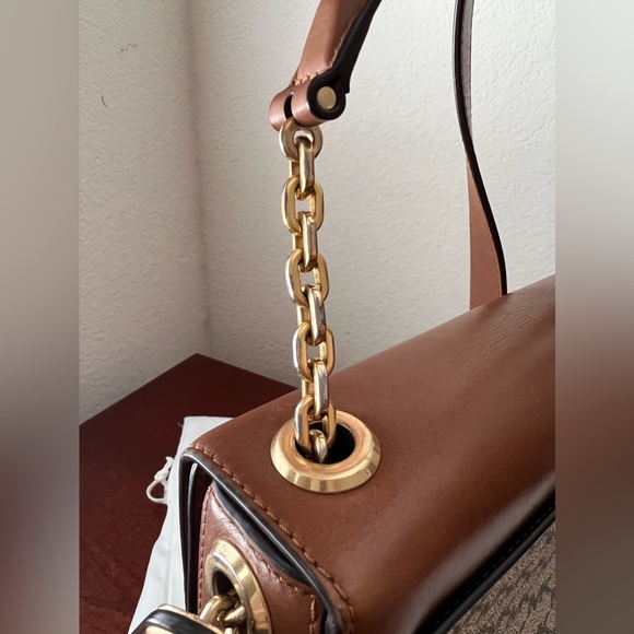 MICHAEL Michael Kors Brown & Tan Top Handle Logo Bag - Picture 7 of 11